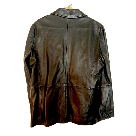 Black Leather Oversized boyfriend blazer size 10 - Picture 2 of 3
